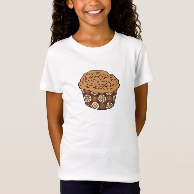 Caramel Frosted Cupcake with Sprinkles T-Shirt (Front)
