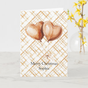 Caramel Heart Balloons Christmas Card