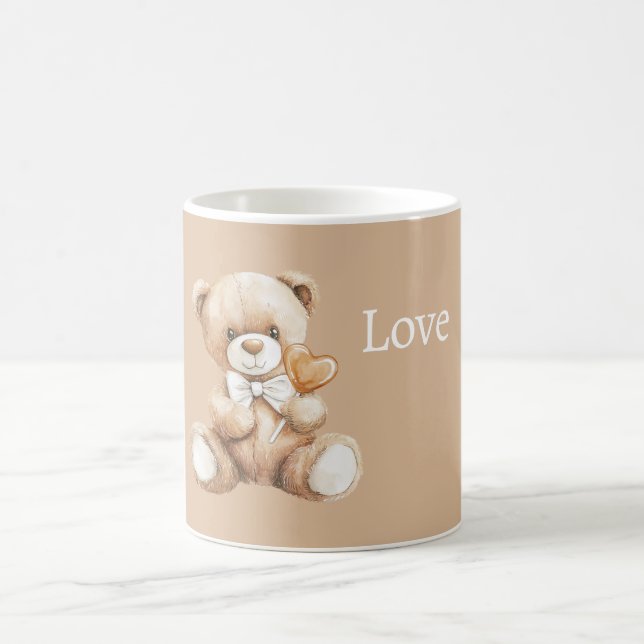 Caramel Heart Teddy Bear Coffee Mug (Center)