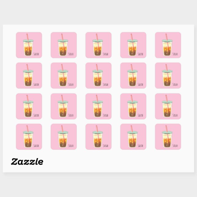 Caramel Iced Coffee With Cream Foam Square Sticker (Sheet)