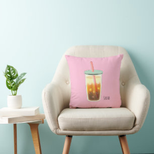 Caramel Iced Coffee With Cream Foam  Throw Pillow