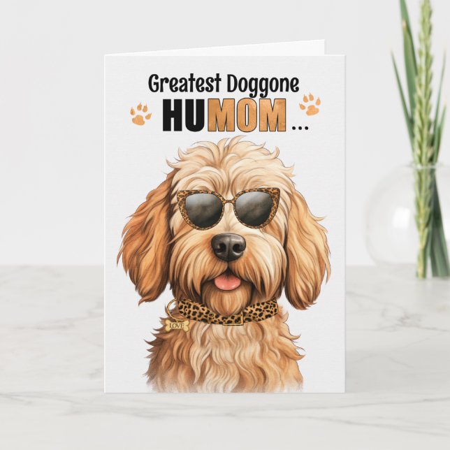 Caramel Labradoodle Best HuMOM Ever Mother's Day Holiday Card (Front)