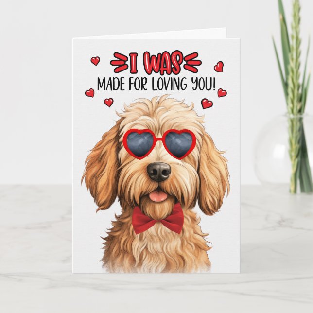 Caramel Labradoodle Made for Loving You Valentine Holiday Card (Front)
