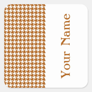 Caramel Modern Houndstooth with name Square Sticker