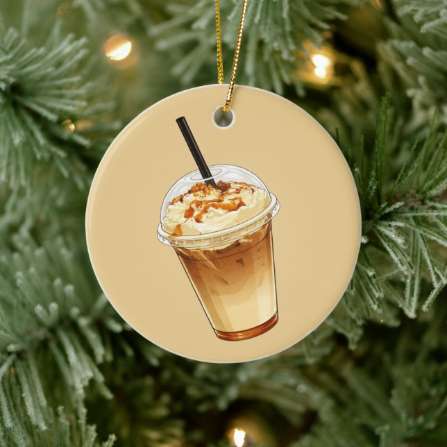 Caramel & Nuts Iced Coffee  Ceramic Ornament (Tree)