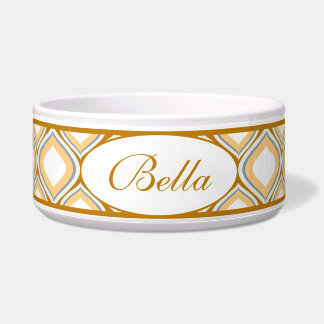 Caramel Ogee Personalized Ceramic Dog Bowl