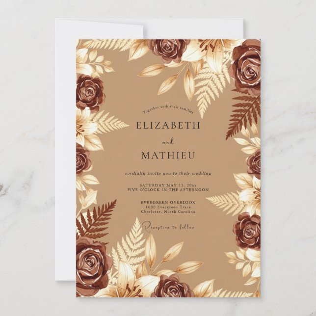 Caramel Spirited Autumnal Wedding Invitation (Front)