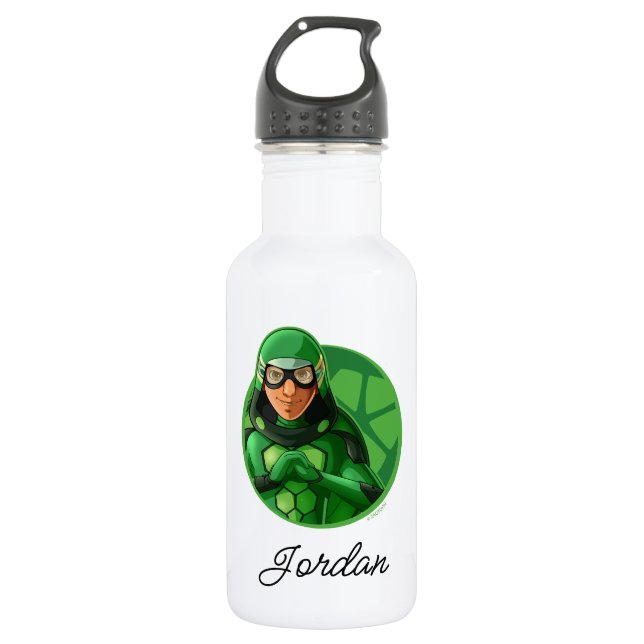 Carapace Green Badge Stainless Steel Water Bottle (Front)