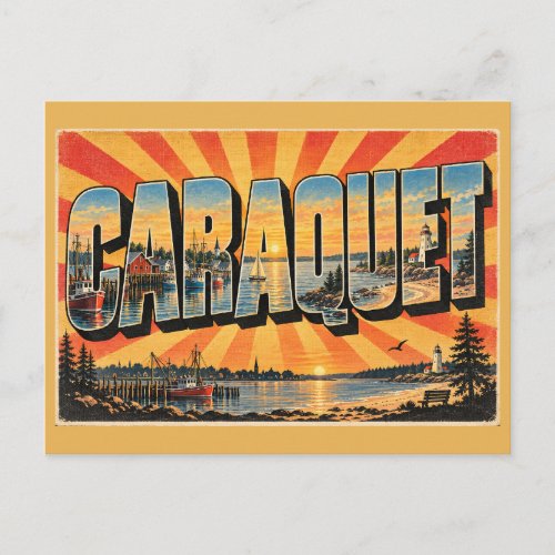 Caraquet NB Harbour Bay Coastal Forest Art Postcard