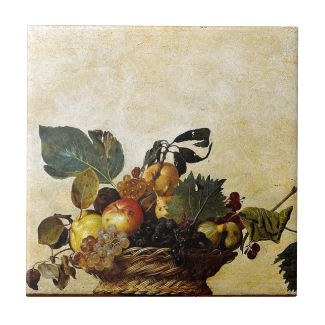 Caravaggio - Basket of Fruit - Classic Artwork Ceramic Tile (Front)