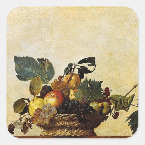 Caravaggio _ Basket of Fruit _ Classic Artwork Square Sticker