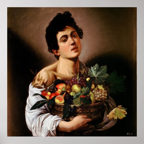 Caravaggio _ Boy with a Basket of Fruit 1593 Poster
