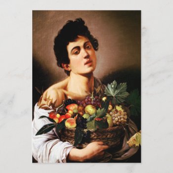 Caravaggio Boy With A Basket Of Fruit Invitations by VintageSpot at Zazzle