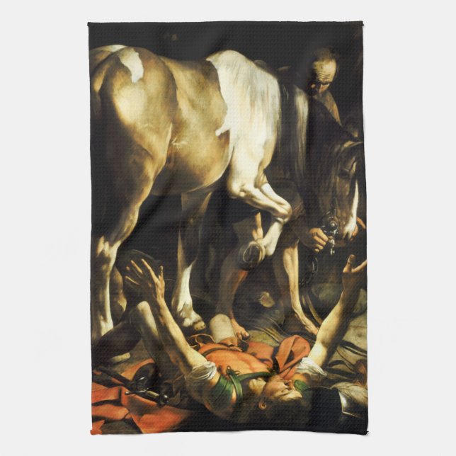 Caravaggio Conversion of St. Paul Kitchen Towel (Vertical)
