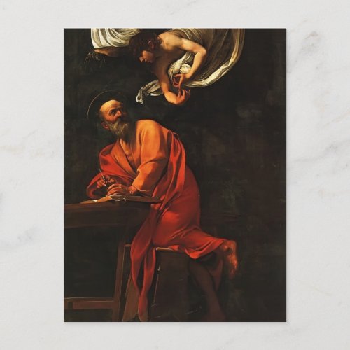 Caravaggio_ Inspiration of Saint Matthew Postcard