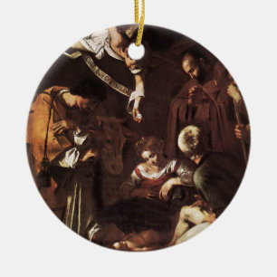 Caravaggio -Nativity with St Francis & St Lawrence Ceramic Ornament