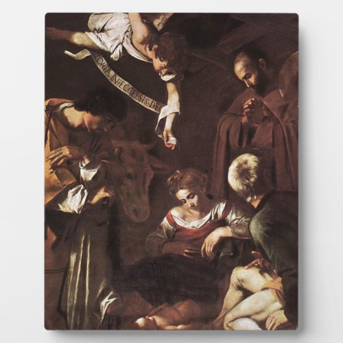 Caravaggio _Nativity with St Francis  St Lawrence Plaque