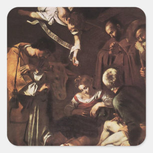 Caravaggio -Nativity with St Francis & St Lawrence Square Sticker