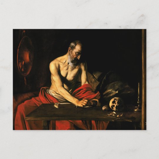 Caravaggio - Saint Jerome Writing Postcard | Zazzle.com