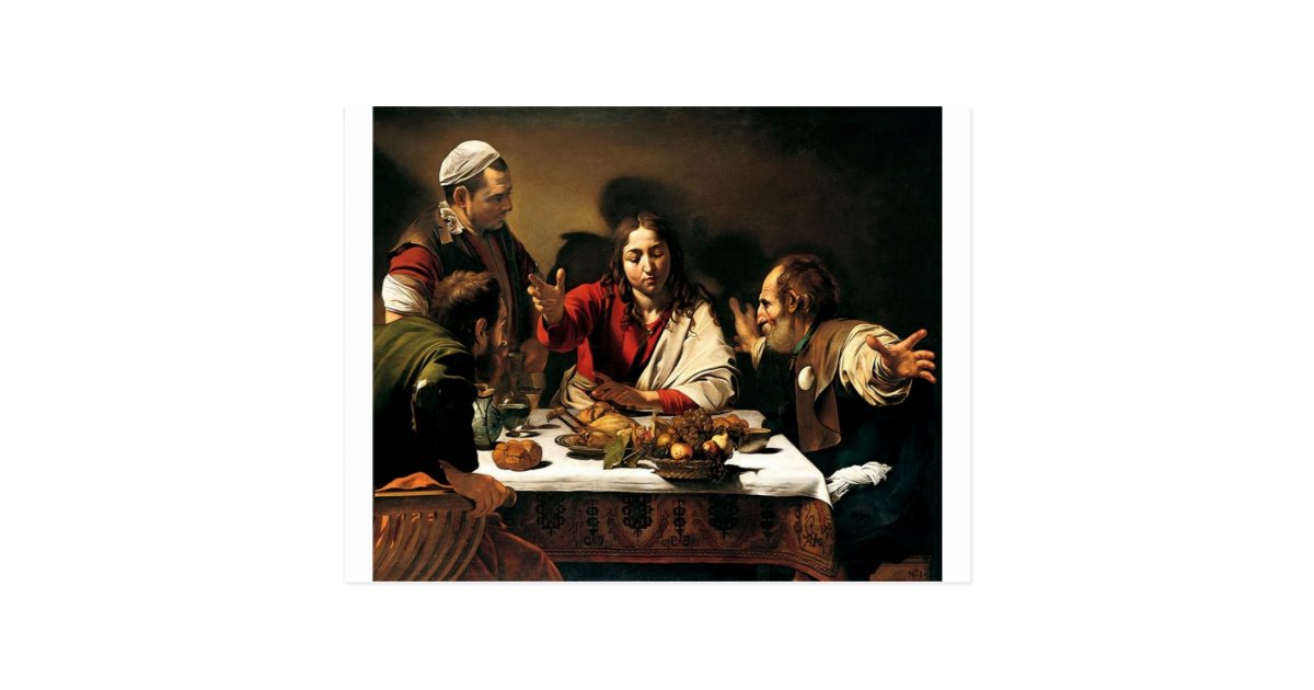 Caravaggio Supper At Emmaus Classic Painting Postcard Zazzle Com