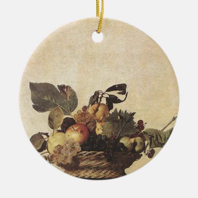 Caravaggio's Basket of Fruit Ceramic Ornament (Front)