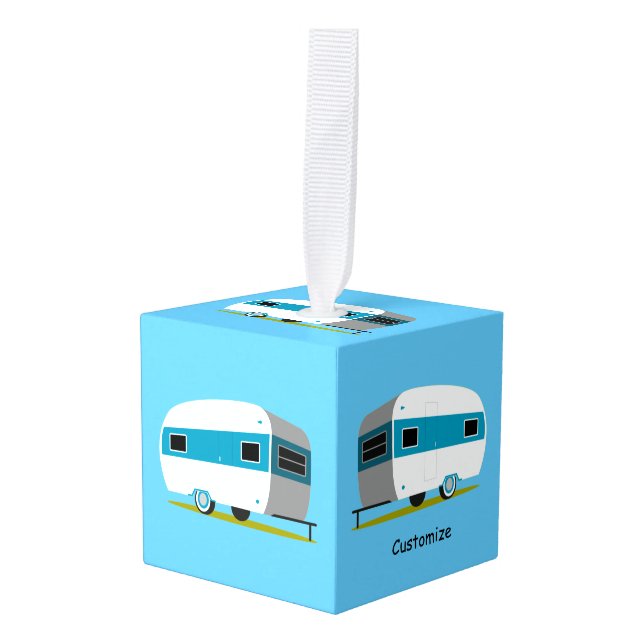 Caravan Camper RV Thunder_Cove Cube Ornament (Front Angled)