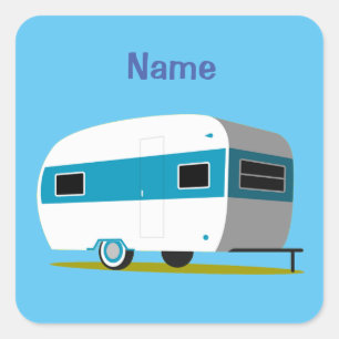Caravan Camper RV Thunder_Cove Square Sticker