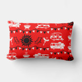 Camper Caravan Sayings Retro Red Green Custom Throw Pillow