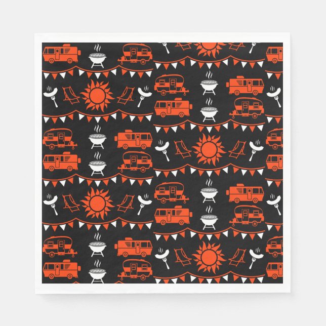 Caravan Camping Decor Napkins (Front)
