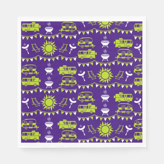Caravan Camping Decor Napkins (Front)