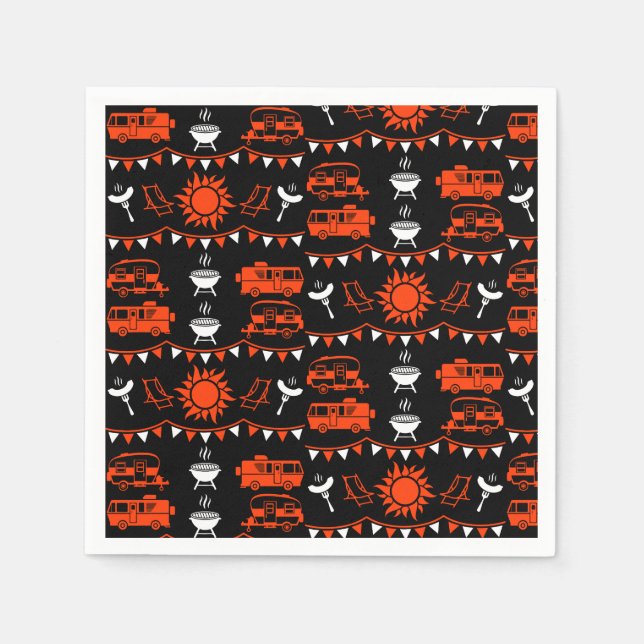 Caravan Camping Decor Napkins (Front)