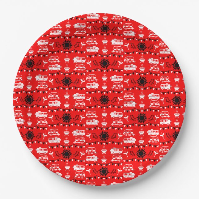 Caravan Camping Decor Paper Plates (Front)