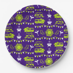 Caravan Camping Decor Paper Plates
