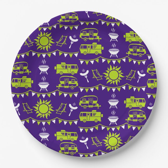 Caravan Camping Decor Paper Plates (Front)