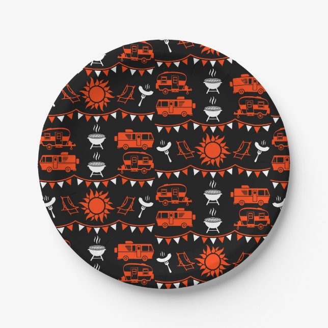 Caravan Camping Decor Paper Plates (Front)