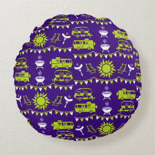 Caravan Camping Decor Round Pillow