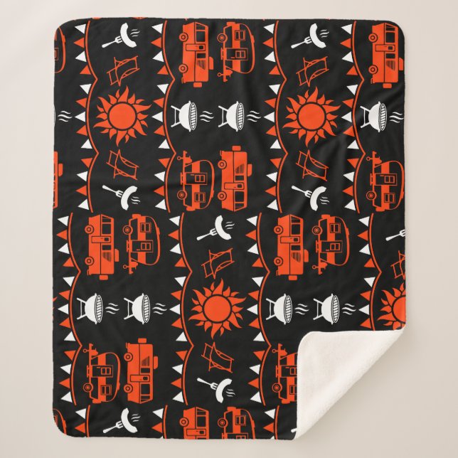 Caravan Camping Decor Sherpa Blanket (Front)