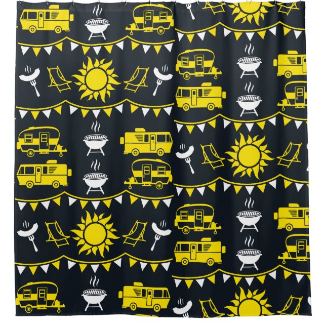 Caravan Camping Decor Shower Curtain (Front)
