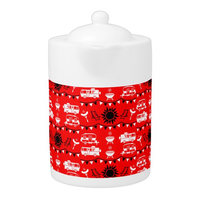 Caravan Camping Decor Teapot (Front)