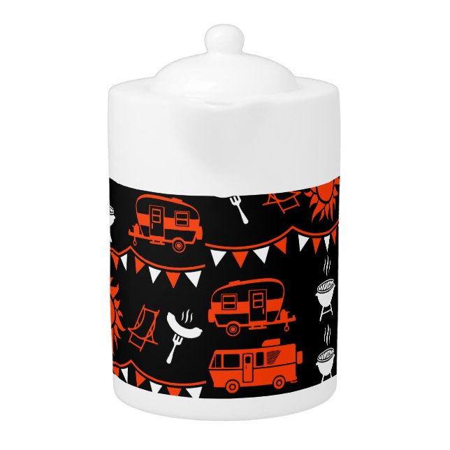 Caravan Camping Decor Teapot (Front)