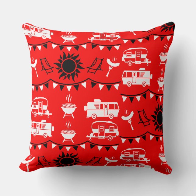 Caravan Camping Decor Throw Pillow (Front)