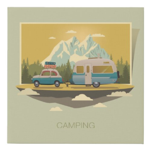 Caravan Camping Faux Canvas Print