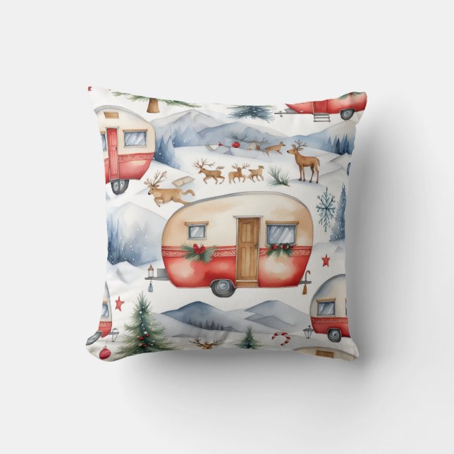 Caravan Christmas  Throw Pillow (Front)