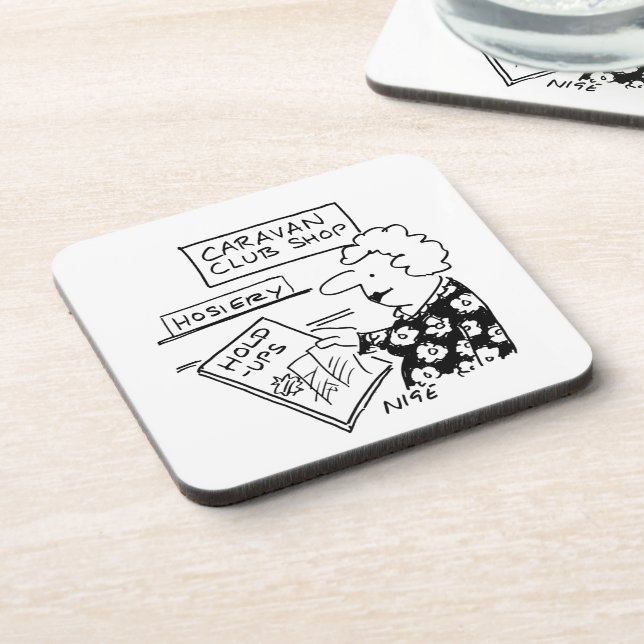 Caravan Club Shop Hosiery Hold-Ups Cartoon Beverage Coaster (Left Side)