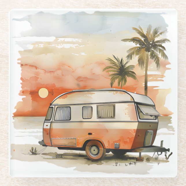 Caravan Glass Coaster (Front)