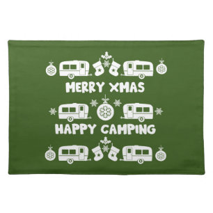 Caravan Happy Christmas Camping   Cloth Placemat