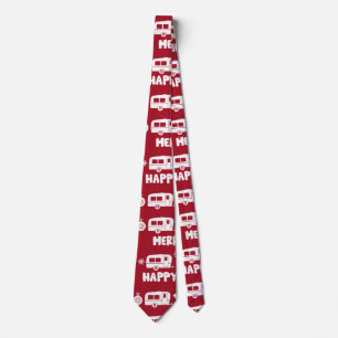 Caravan Happy Christmas Camping Neck Tie
