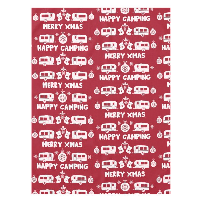 Caravan Happy Christmas Camping   Tablecloth (Front)