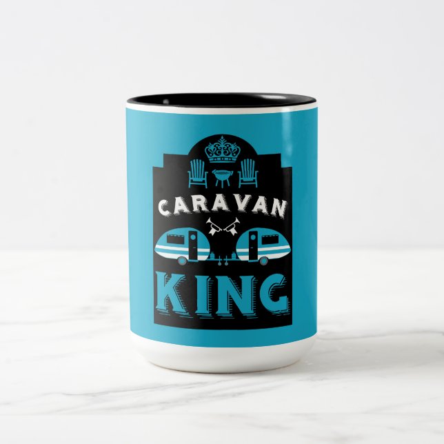 Caravan King Gifts For Campers Two-Tone Coffee Mug (Center)