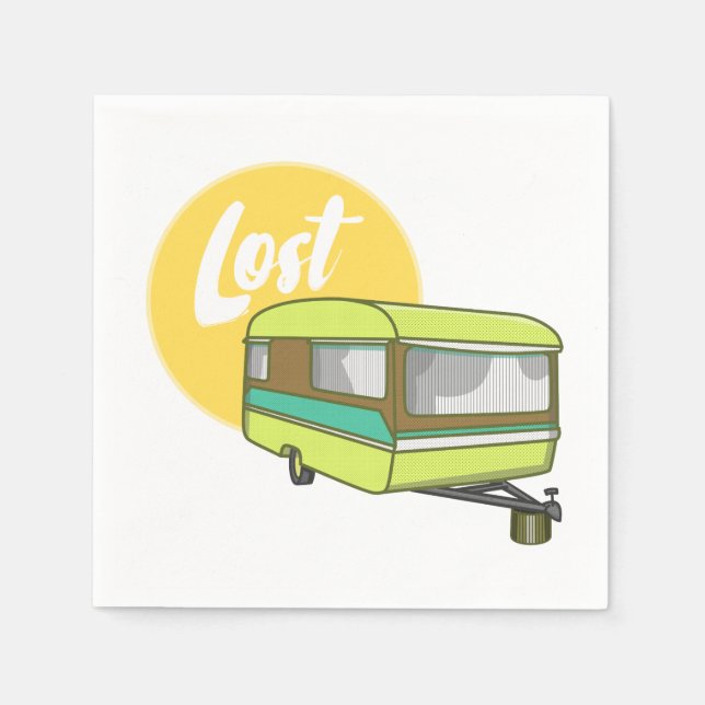 Caravan Lost Retro Seventies Style Napkins (Front)